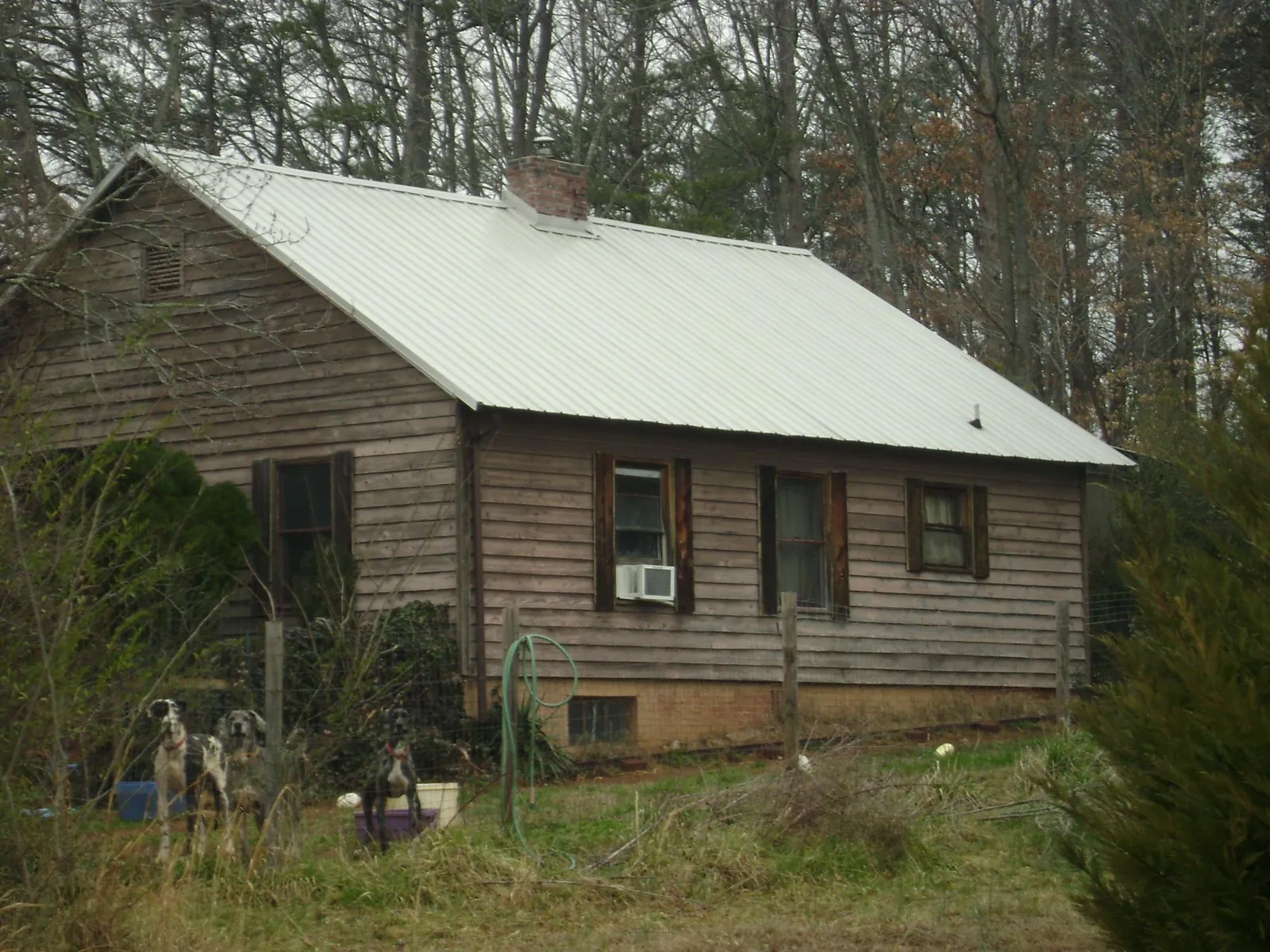 White metal roof on an old wood sided farmhouse, from a Metal Roof Installation job in Scipio